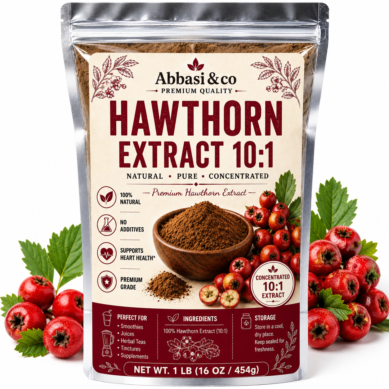 1LB Hawthorn Extract 10:1 Natural Pure Concentrated 100% Natural No Additives Supports Heart Health Premium Grade