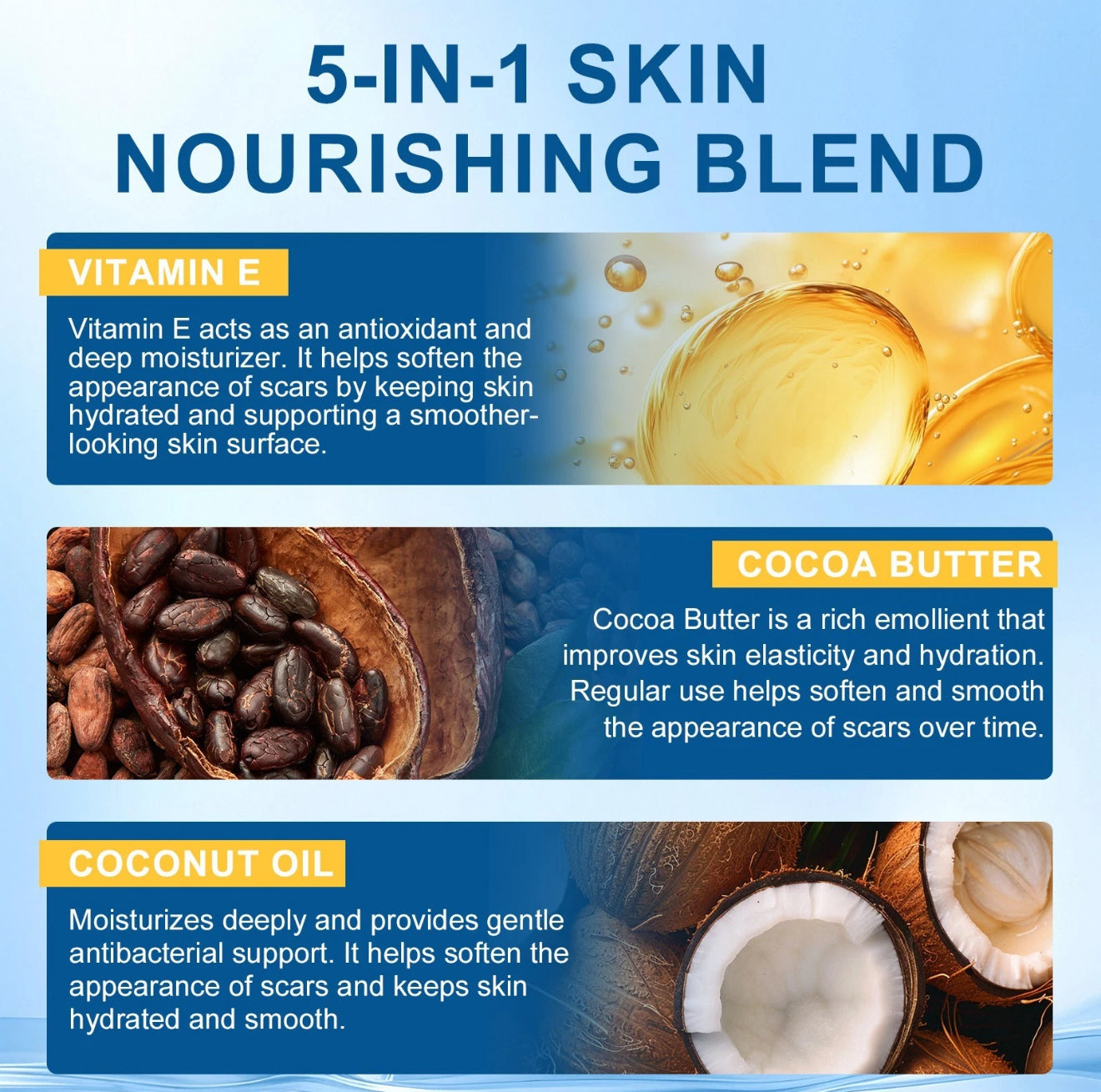 5in1 Scar Butter Cream with Vitamin E Coco shea butter and Coconut oil helps skin recovery Scar Removal Gel with for Keloid Bump Scar Section Burns Daily Gentle Skincare Moisturizer for Women