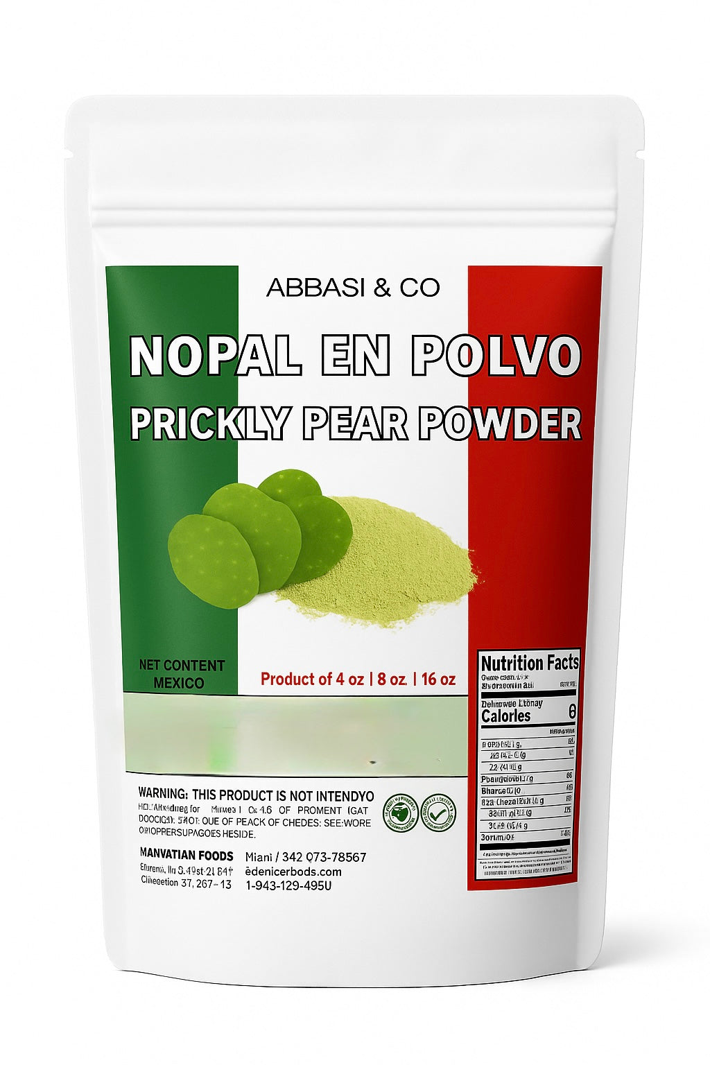 Fibra de Nopal – 8 oz – 100% Nopal Cactus Powder – Fiber-Rich Digestive Support – Vegan, Gluten-Free & Non-GMO – Prickly Pear Cactus Supplement for Skin, Metabolism & Heart Health