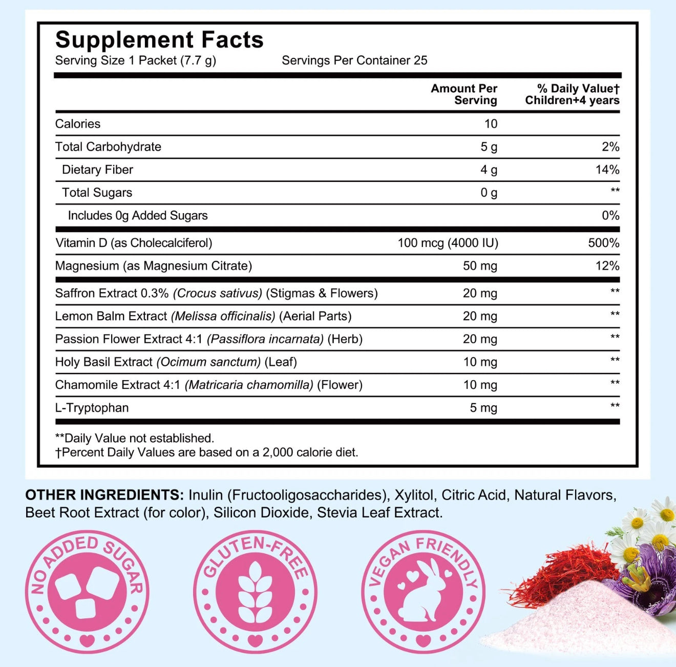 Saffron for Kids, Saffron Powder Stick for Boosting Focus, Mental Clarity, Balanced Mood, Blended with Vitamin D3, Magnesium, Sugar-Free, Friuty Flavor, Individual Package|25 Servings