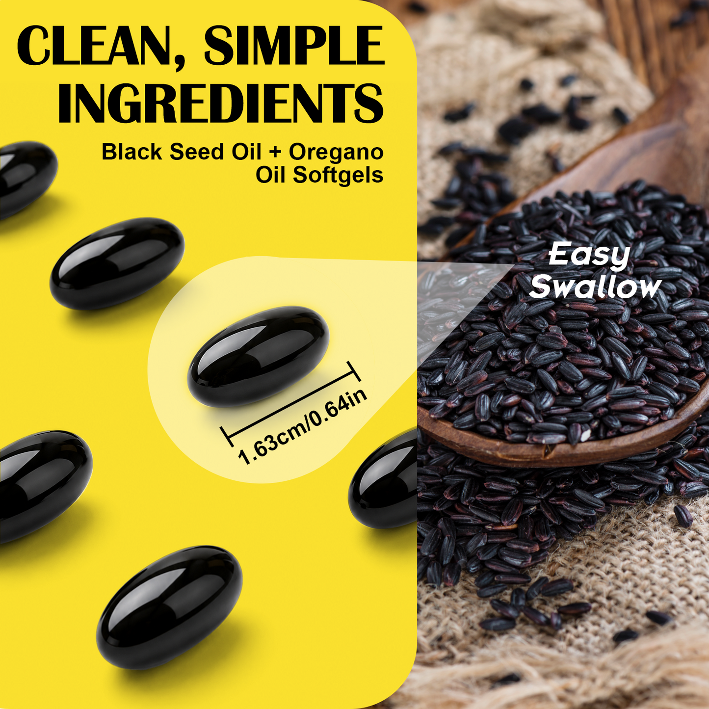 Ethiopian Black Seed Oil Capsules 3,000mg, 240 Softgels | 2-in-1 Formula with Oil of Oregano 100mg, Non-GMO, Gluten-Free
