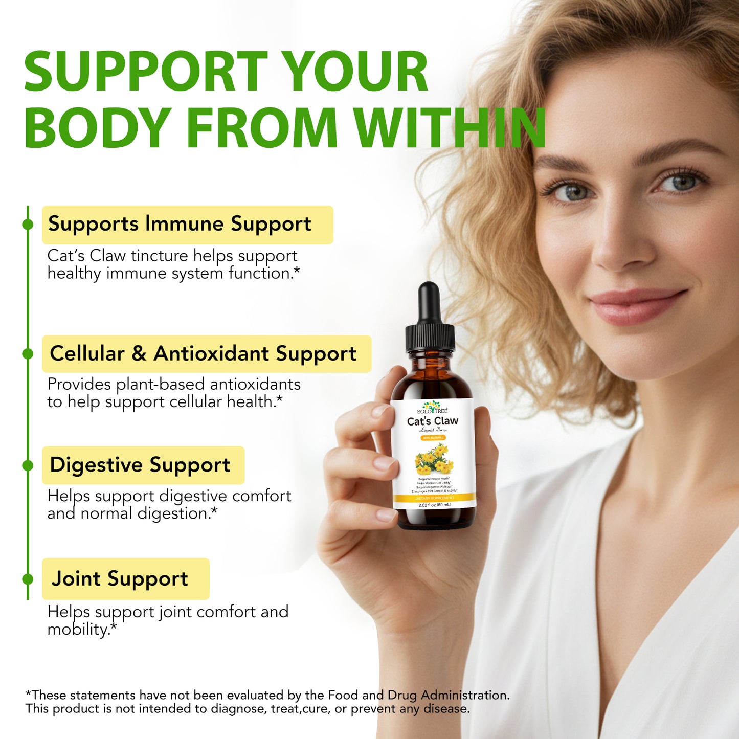 Cats Claw Liquid Drops oil - Immune Support Supplement - Cats Claw Herb Liquid Extract - Vegan, Sugar & Alcohol-Free Bark Based Drops