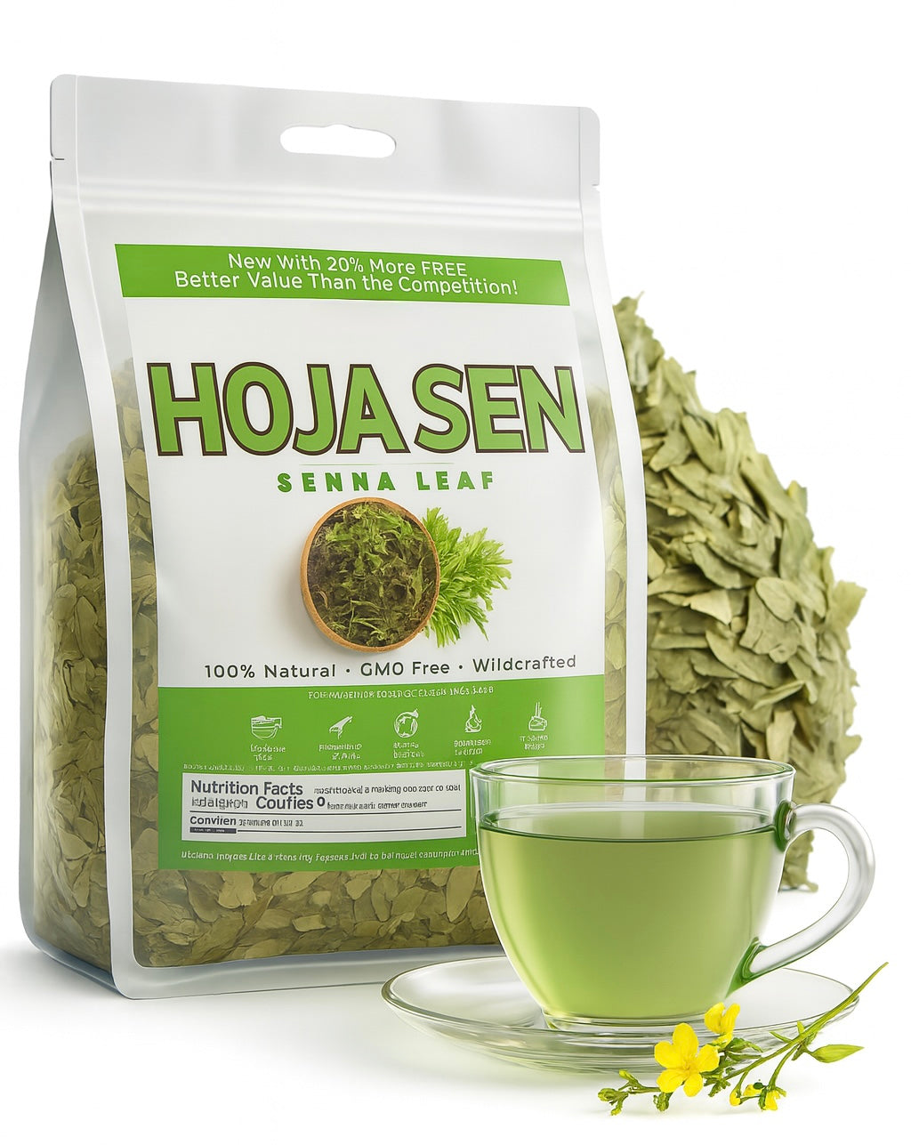 5oz (141g) Hoja Sen (Senna Leaf) Herbal Tea - Premium Hoja Entera Senna de Calidad | 100% All-Natural Loose Leaf| Non-GMO Mexican Herbal Tea Wildcrafted.