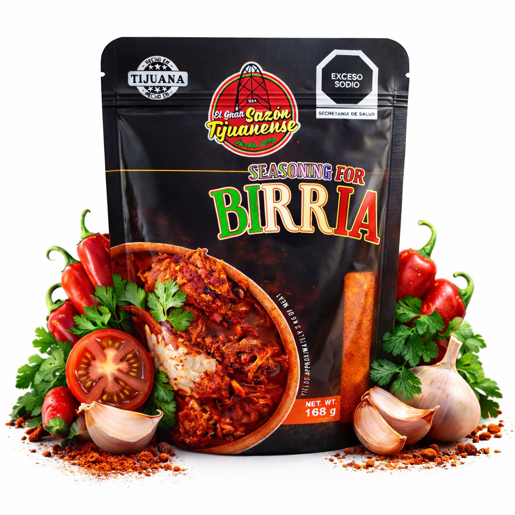 Birria Seasoning – Authentic Mexican Birria Spice Blend | Birria Bomb Hecho en Tijuana | Makes Up to 7 LB of Meat | Traditional Birria Recipe | 162g Pouch