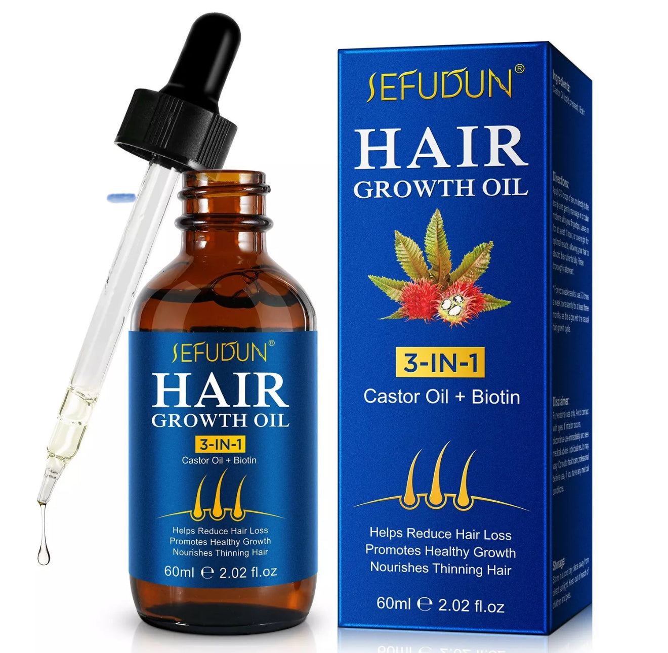 3in1 Hair Growth Oil with Biotin , Minoxidil 5% % Jamaican Castor Oil hair loss