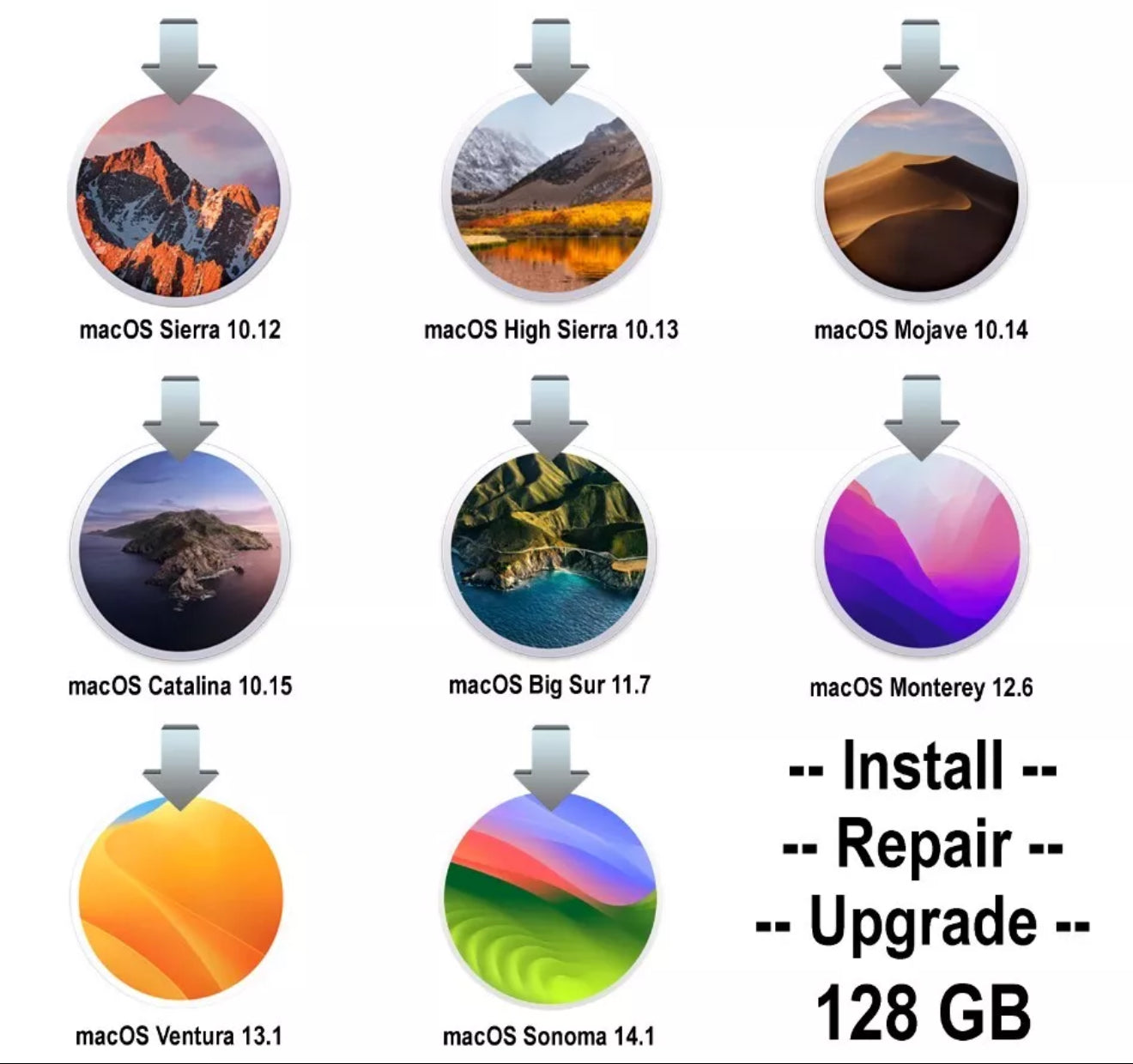 Mac OS 14-in-1 Bootable USB 3.0 Flash Drive 128GB macOS Installer (14-in-1)