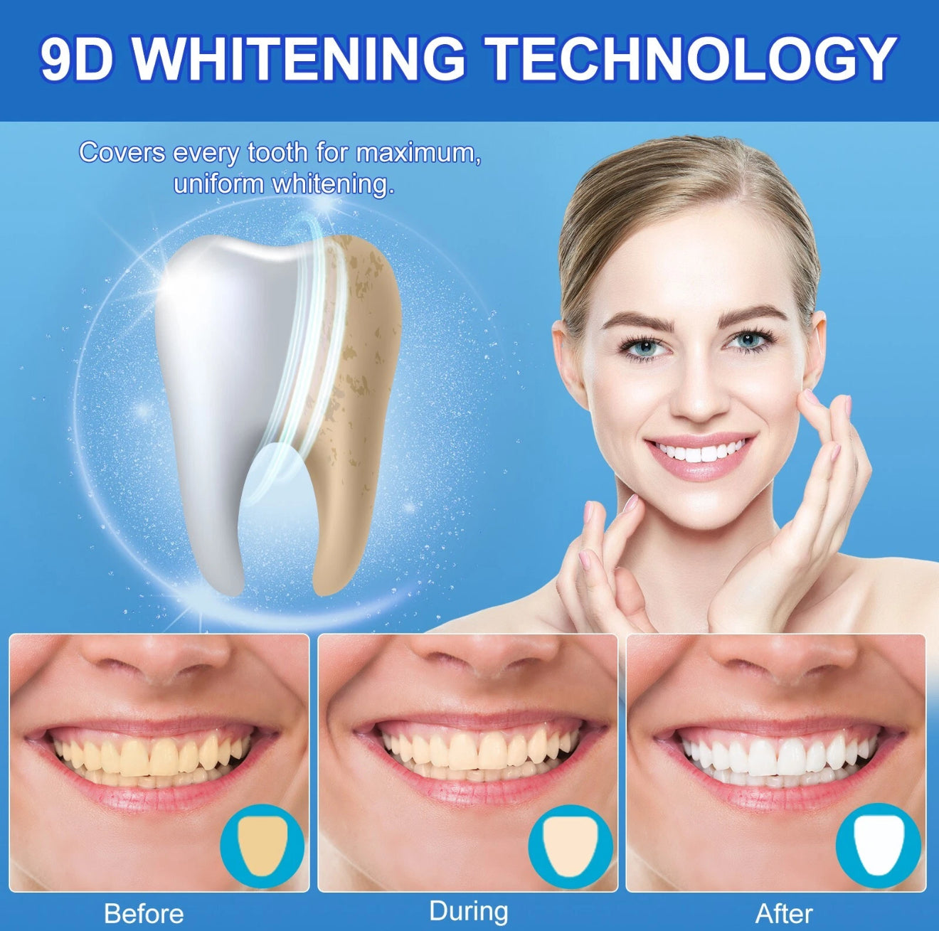 9D Teeth Whitening Strips, 28 Pcs Whitening Strips for Teeth Sensitive.