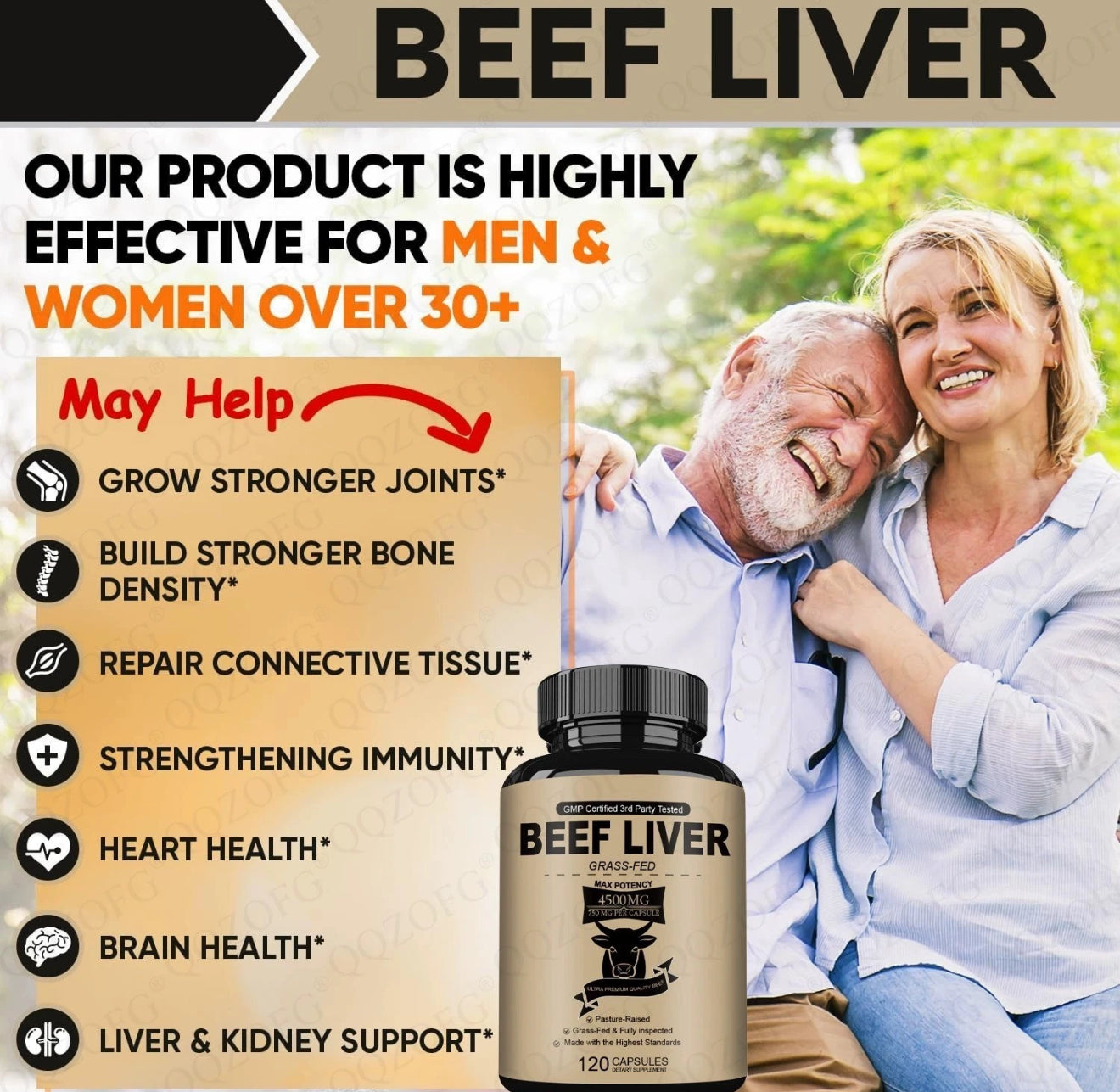 Grass Fed Beef Liver Capsules 4500mg - 120 Capsules, - Grassfed Desiccated Liver Supplement - Non GMO Hormone Free Source of Heme Iron CoQ10 Vitamins A & B12
