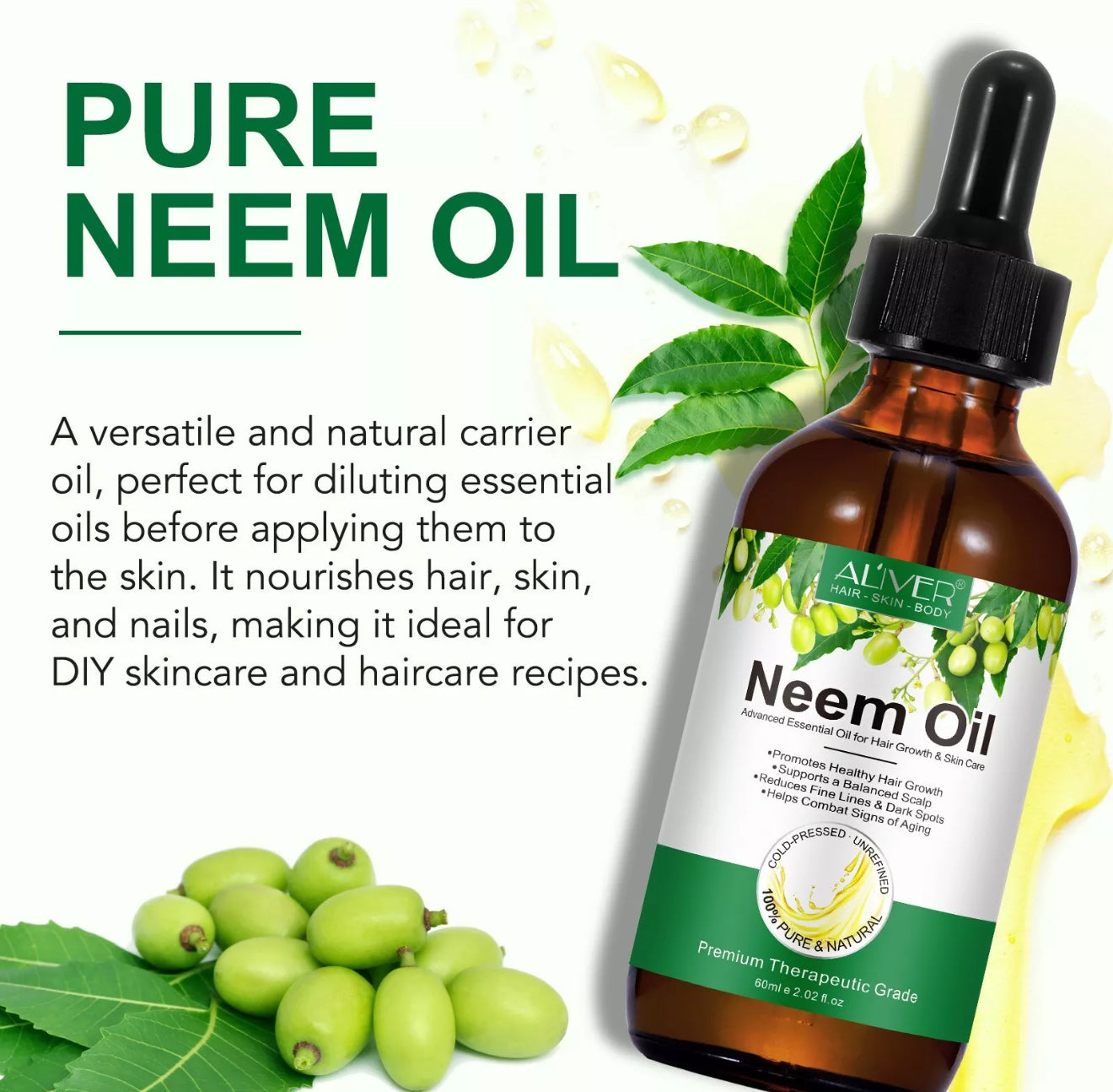 Hair Growth Neem Oil for hair loss , oil to strengthen hair roots , Ayurveda Oil, balance scalp care.