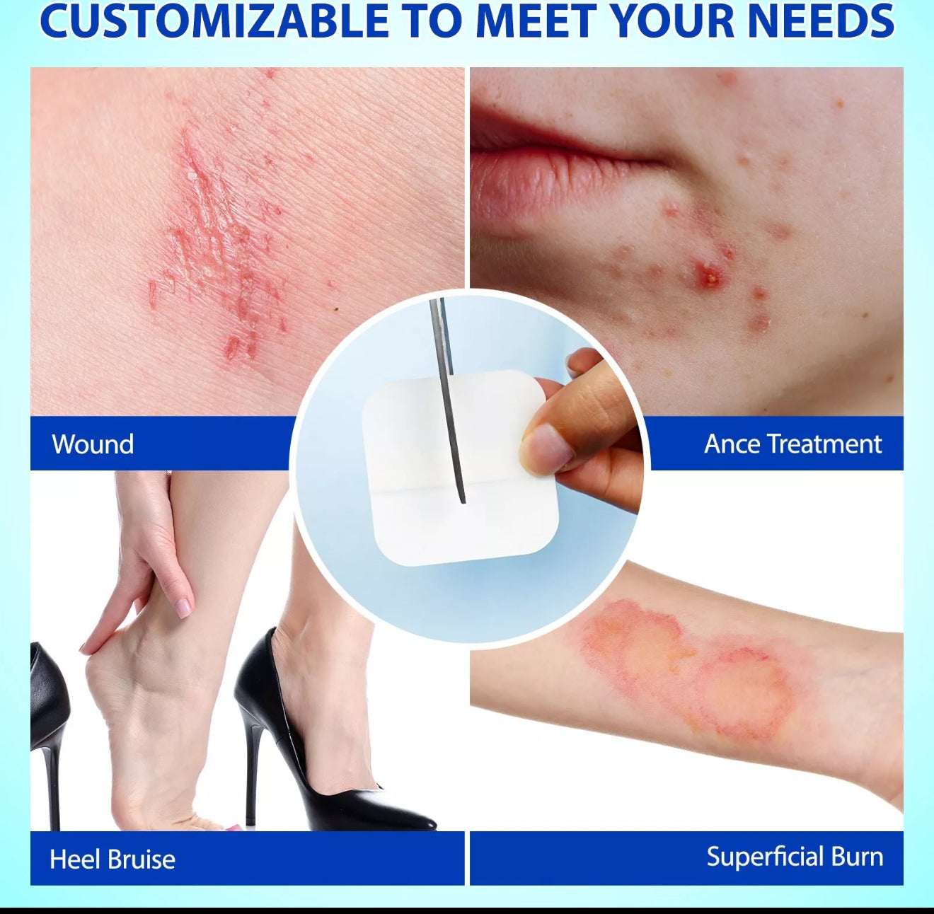 Hydrocolloid Wound Dressing, 20 Pack Ultra Thin 2" x 2" Large Patch Bandages wit