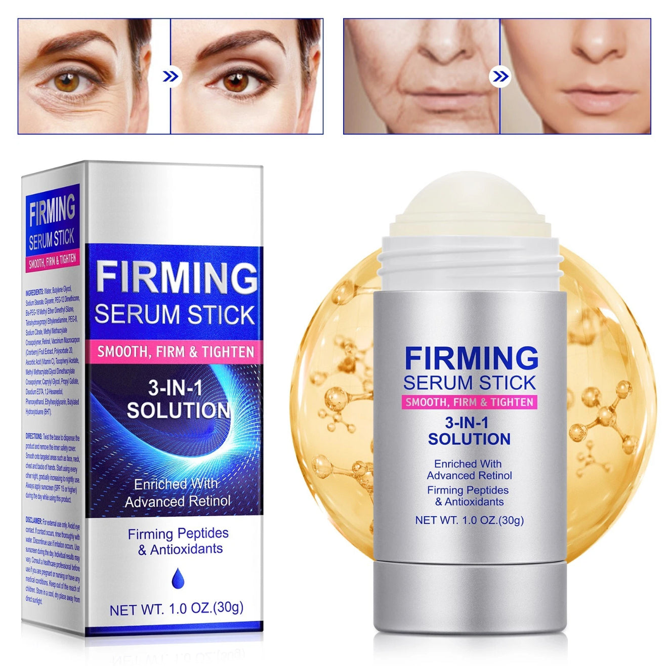 Advanced Retinol Firming Serum Stick for Face and Neck, Retinol Face Balm Make Skin Tighten and Firm.