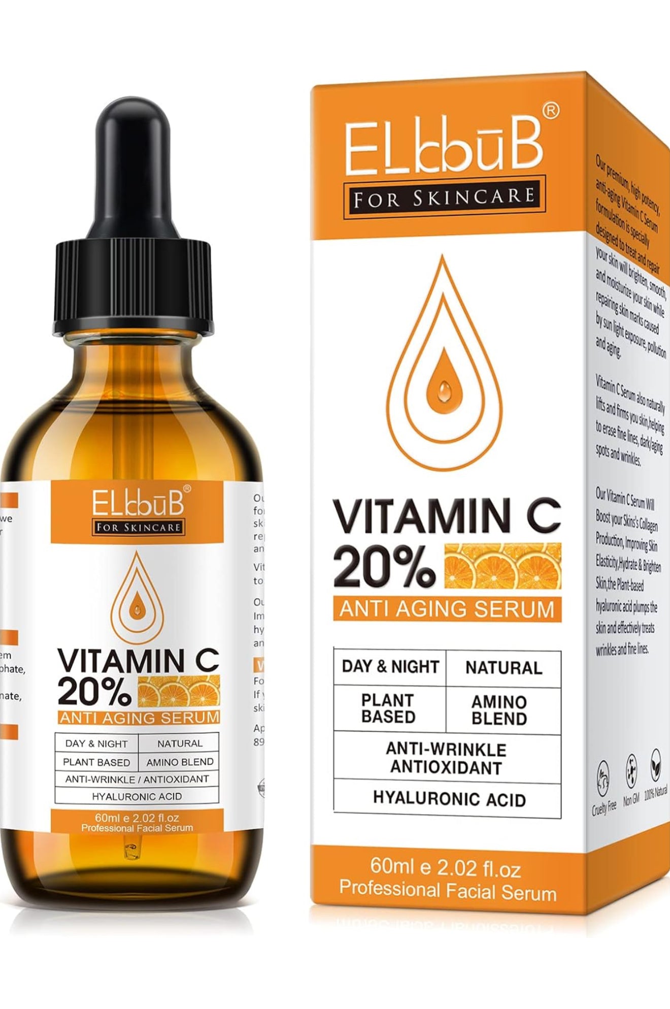 Premium 20% Vitamin C Serum For Face with Hyaluronic Acid, Retinol & Amino Acids Serum 60ml.