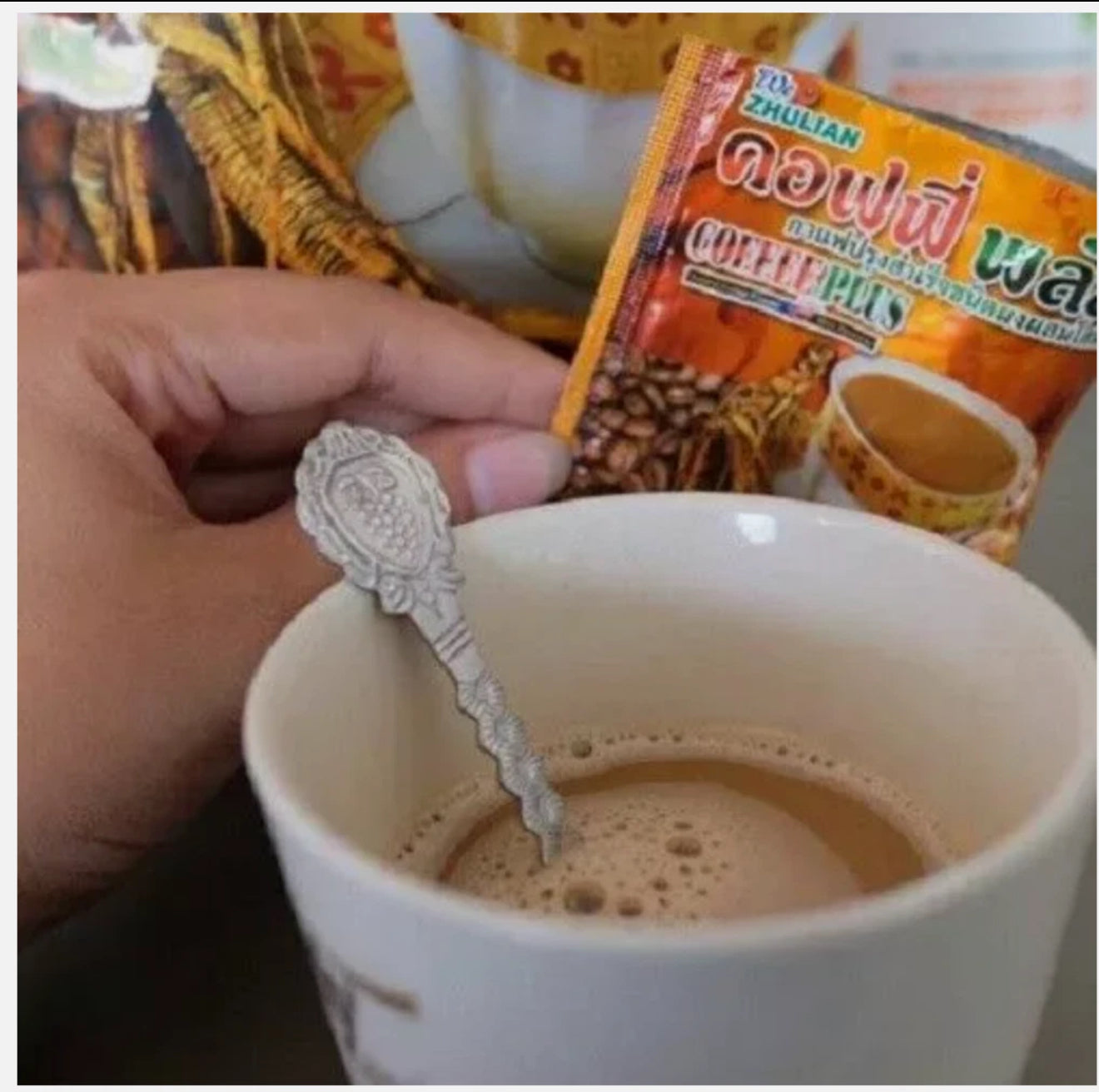 20g X 40 Sachets Zhulian Instant Coffee Plus Ginseng Healthy Coffee Form Thailand Ginseng Coffee