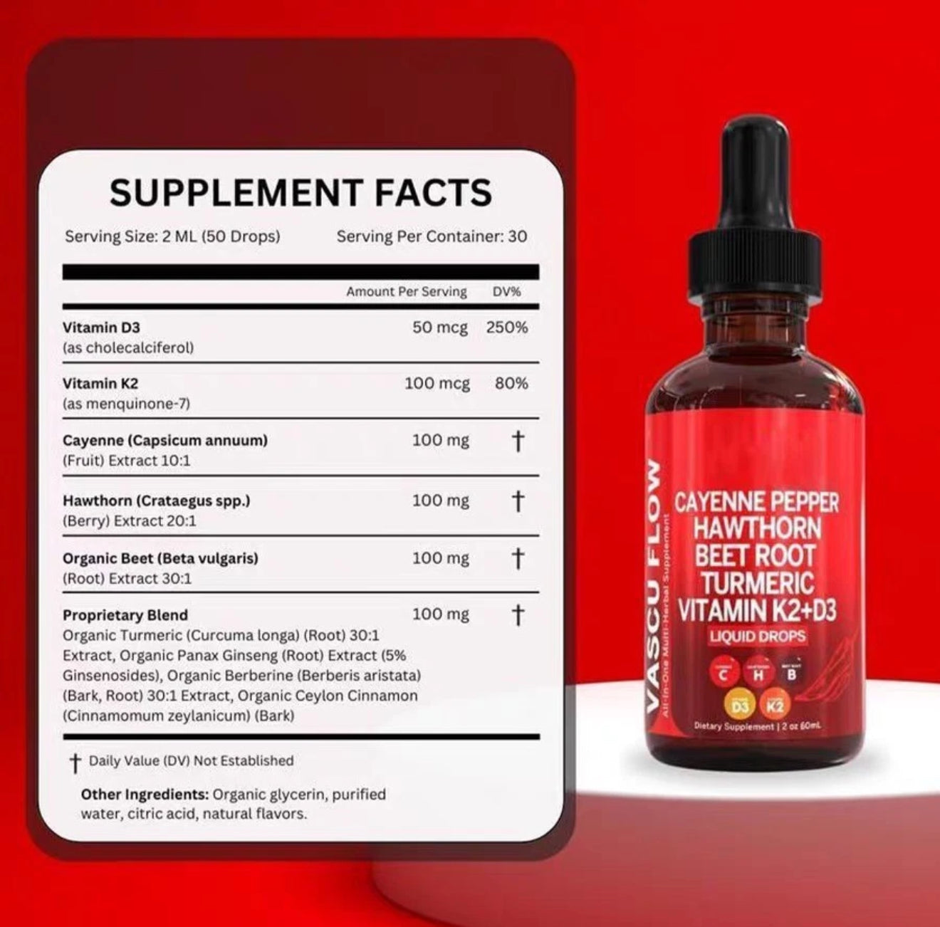 Organic Cayenne Pepper Liquid Drops with Hawthorn Berry.