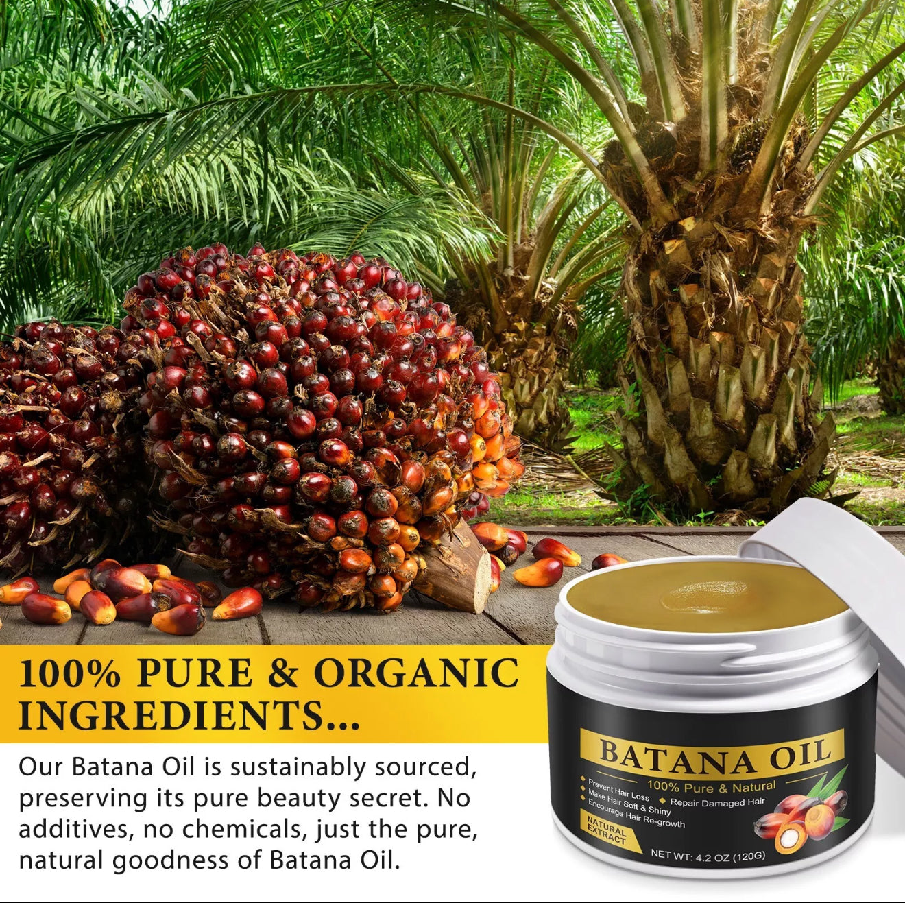 Raw Batana oil butter for hair , nourishes the hair and moisturizes the scalp encourages hair growth 120g