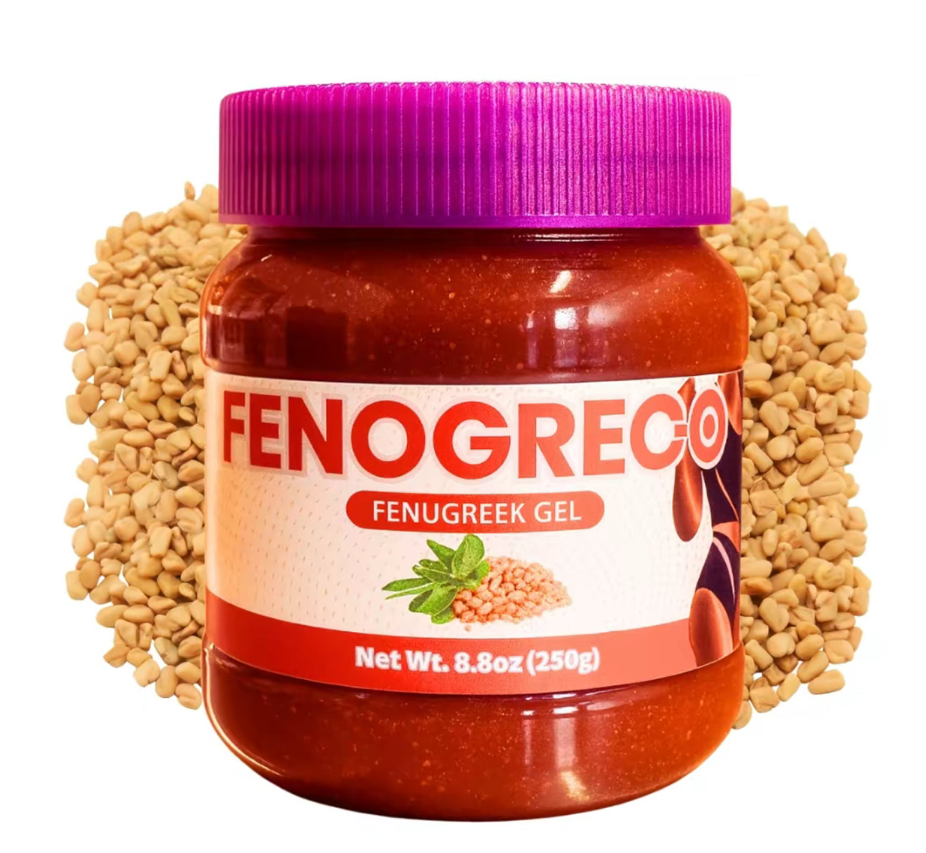 All Natural Fenugreek Gel Gel De Fenogreco Infused with real fenugreek seeds - Natual, No Aditivos, Con Semillas Reales De Fenogreco. 8.8oz (250gr) -