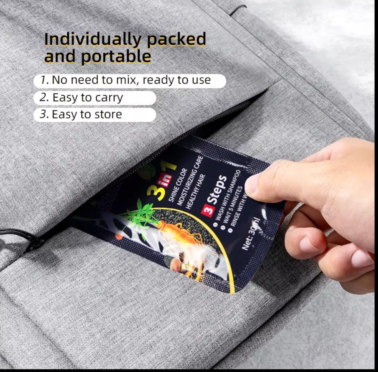 10PCs MEIDU Black Hair Dye Shampoo 3in1 Hair Dye Shampoo for Women and Men Gr