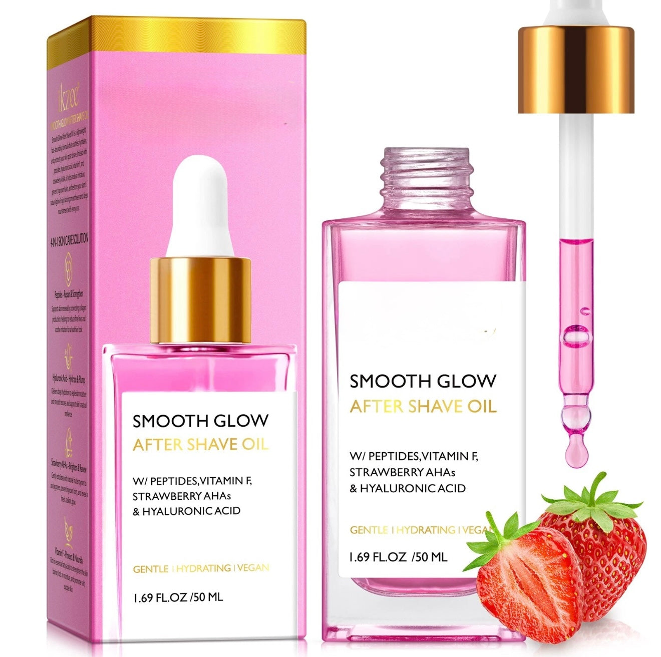 Smooth Glow After Shave Oil – Hydrating Peptide + Strawberry AHA Formula – 50ml – Premium Quality