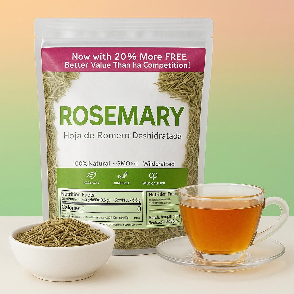 Aromatic Loose Whole Rosemary Dried Leaves | Hoja De Romero Aromatica Te Herbal | Makes 60+ Cups |Use as Tea or as Spice | Wildcrafted All Natural, non-GMO, Gluten-free.