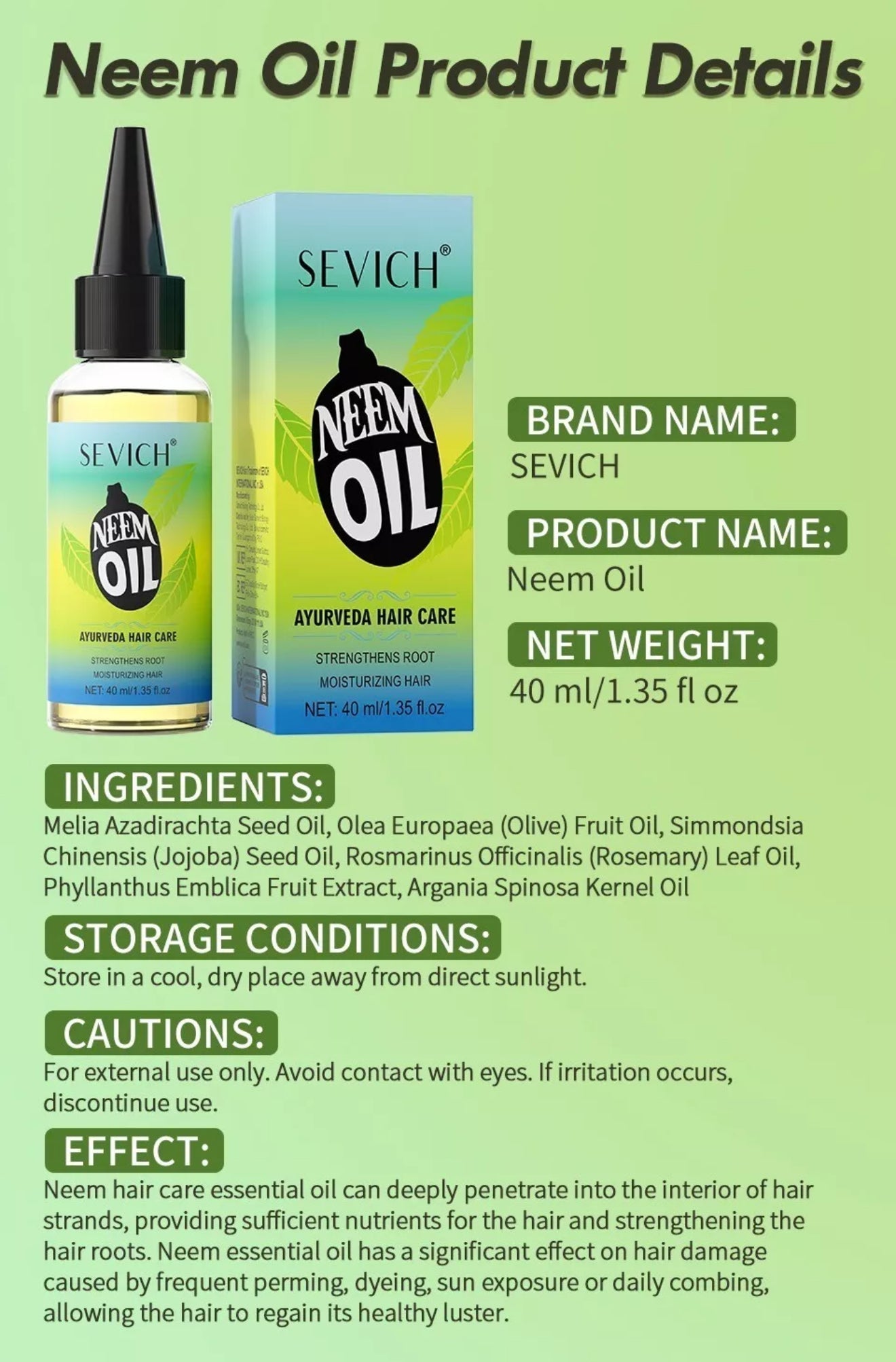 5in1 Rapid Hair Growth Neem Oil for Hair loss , strengthen roots , Ayuverda Oil