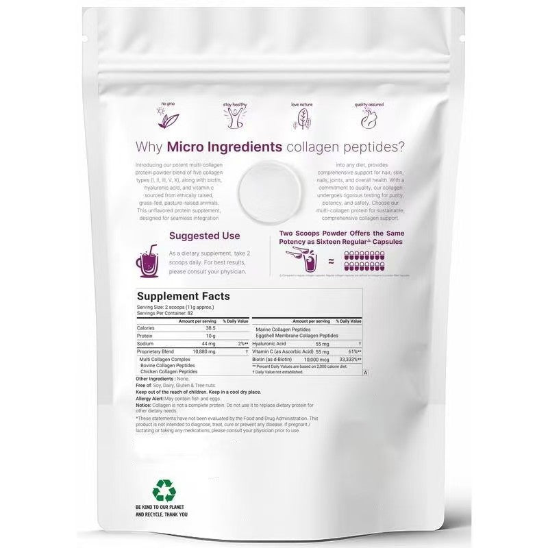 Multi Collagen Peptides Powder 1 lb Hydrolyzed Protein Peptide Type I,II,III,V,X