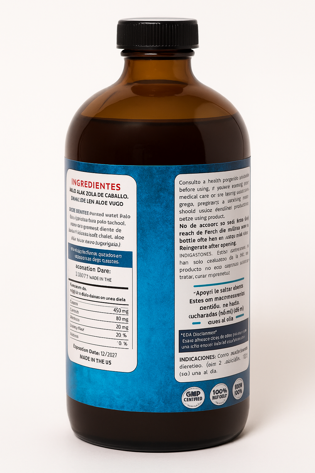 Palo Azul Herbal Tonic Supplement Kidneywood (Blue Stick) Reforzado 900ML Ancient Herbal Tonic Jugo de Palo Azul