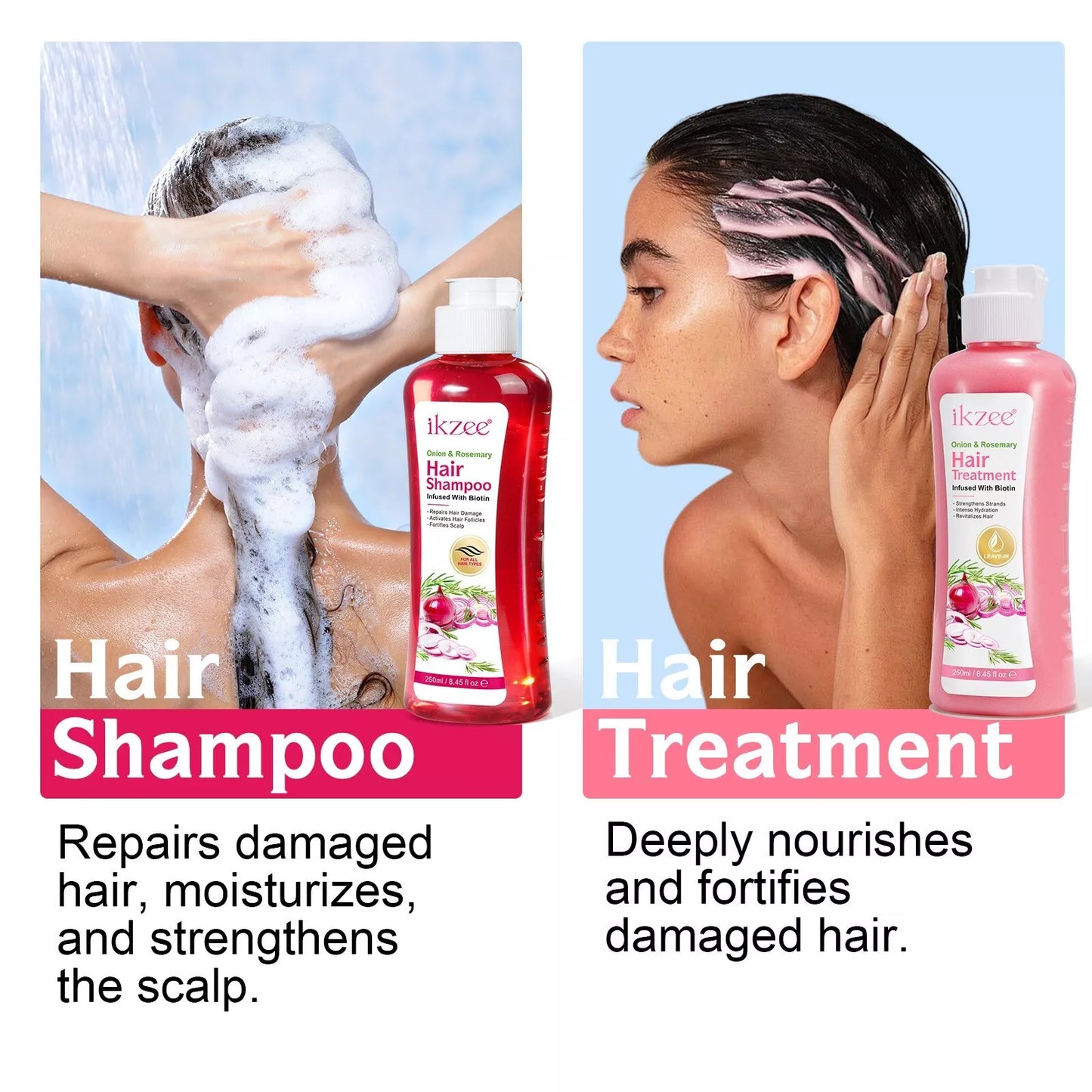 Onion Biotin and Rosemary Shampoo & Treatment Set for Stronger Thicker~