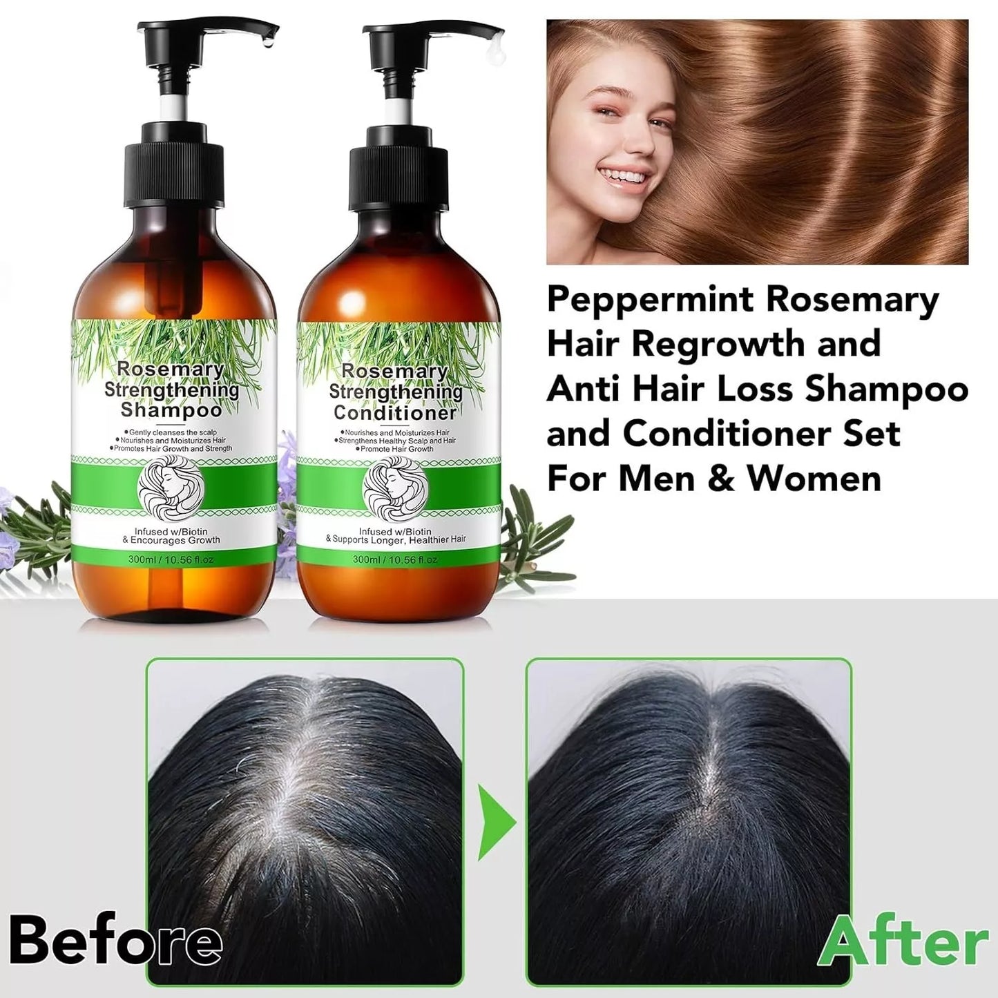 Rosemary Shampoo and Conditioner,Hair Growth Shampoo and Conditioner