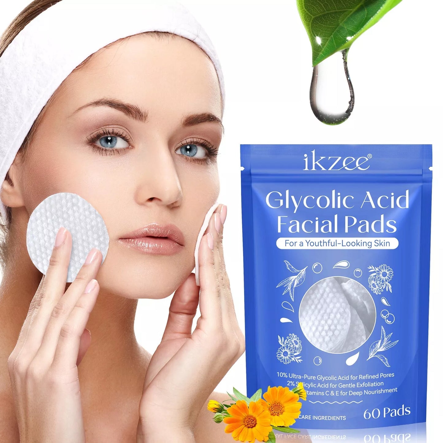 Glycolic Acid Pads,Glycolic Acid Resurfacing Pads for Face and Body,Exfoliating
