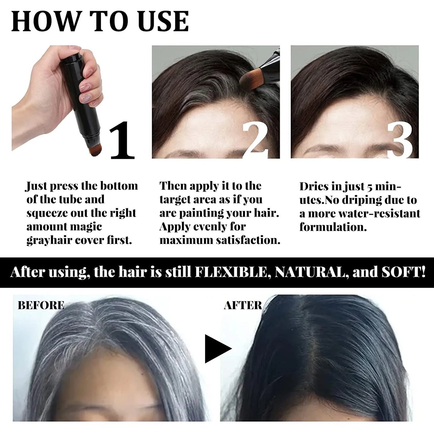 Hair Root Touch Up Concealer Root Hair Coloring Hair Dye Pen for Roots Haircolor