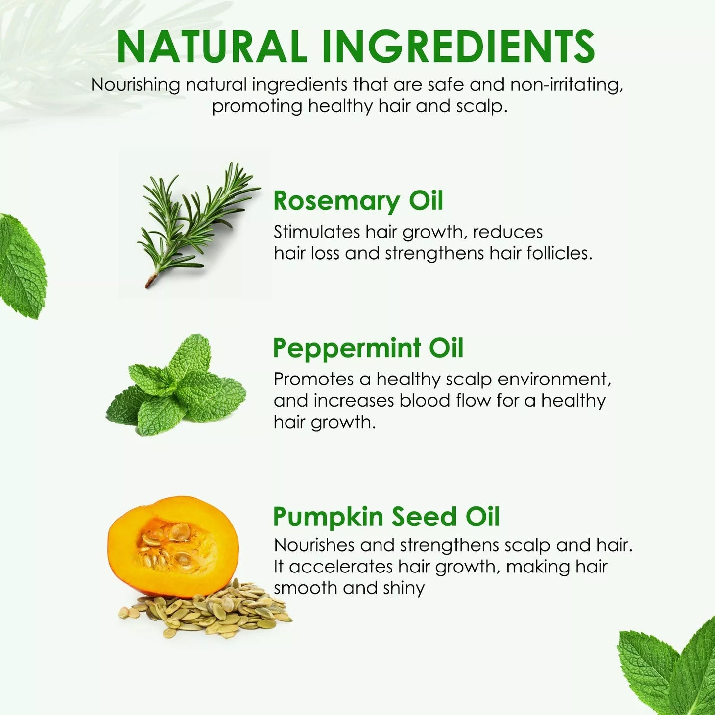 3in1 Rosemary Oil + Peppermint Oil + Pumpkin Seed Oil Stimulates Hair Growth and