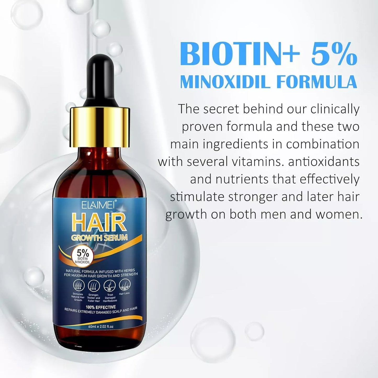 5% Minoxidil Hair Growth Serum Men&Women +Biotin Hair Regrowth Hair loss treatme