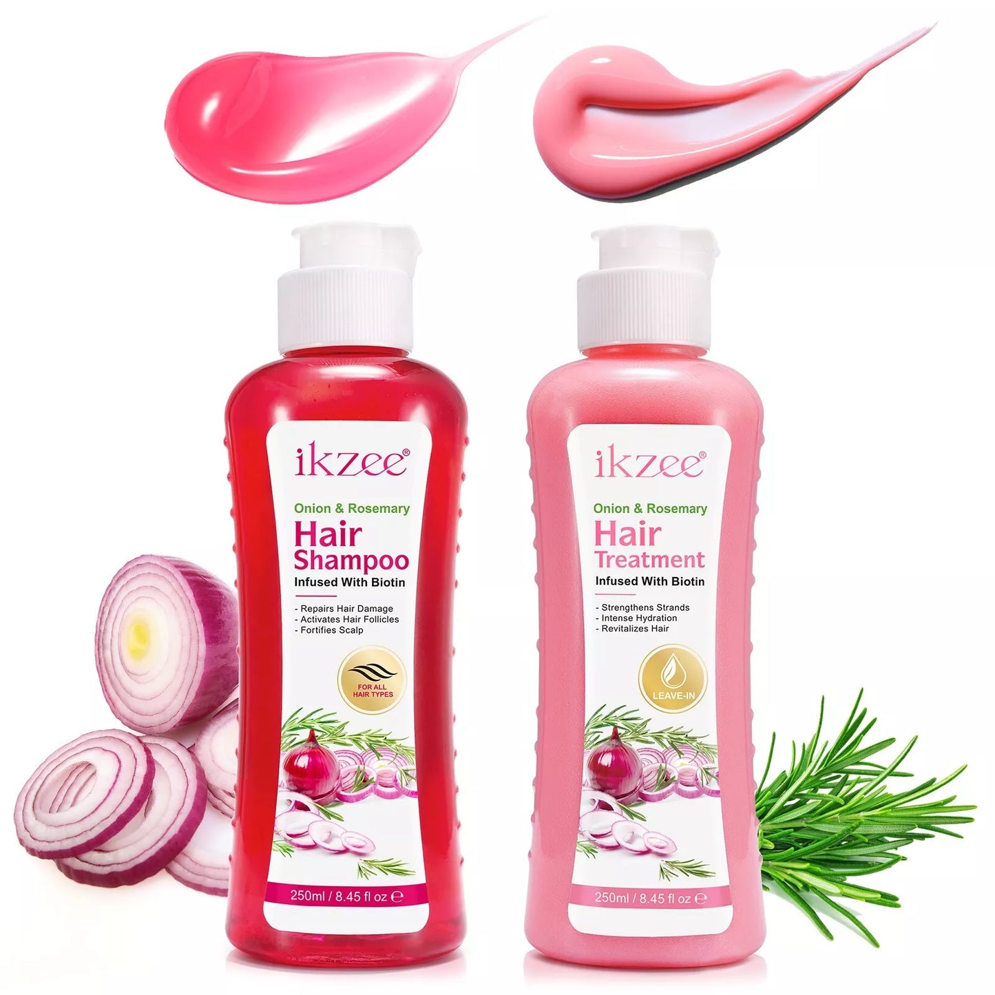 Onion Biotin and Rosemary Shampoo & Treatment Set for Stronger Thicker~