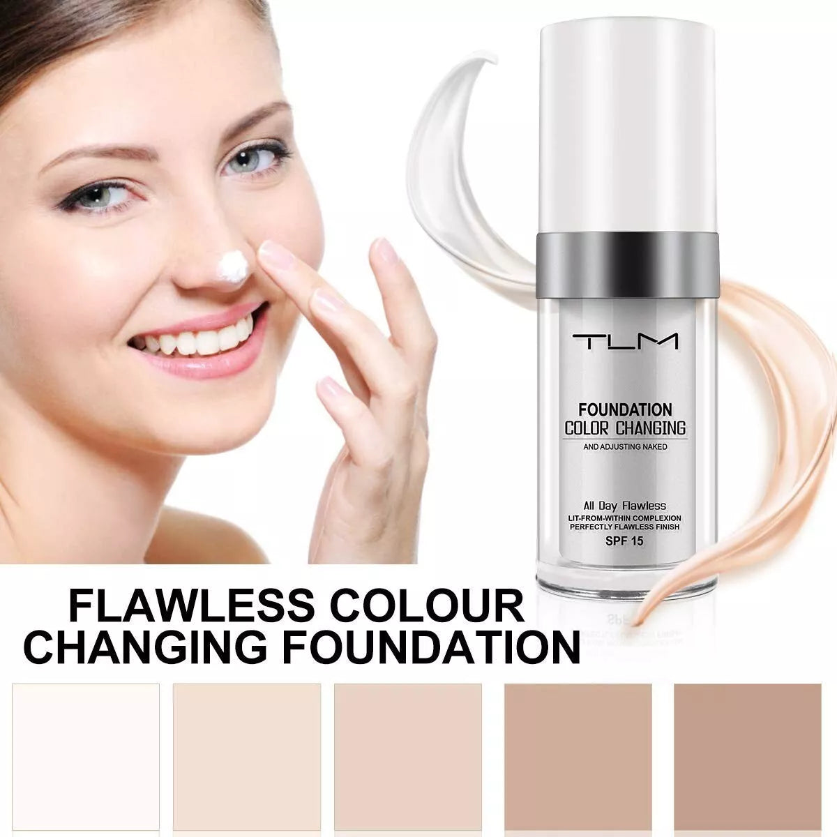 3X TLM Color Changing Foundation Makeup Base Face Liquid CoverConcealerFlawless
