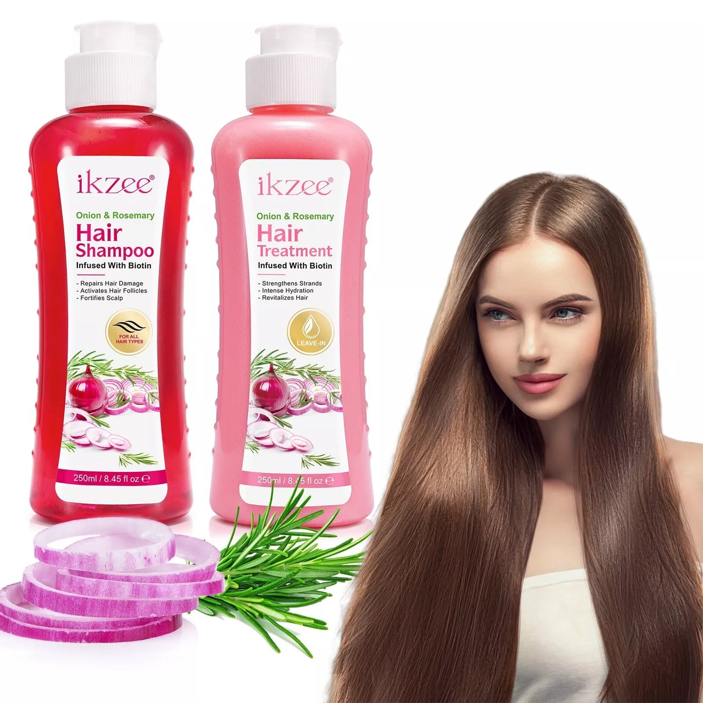 Onion Biotin and Rosemary Shampoo & Treatment Set for Stronger Thicker~