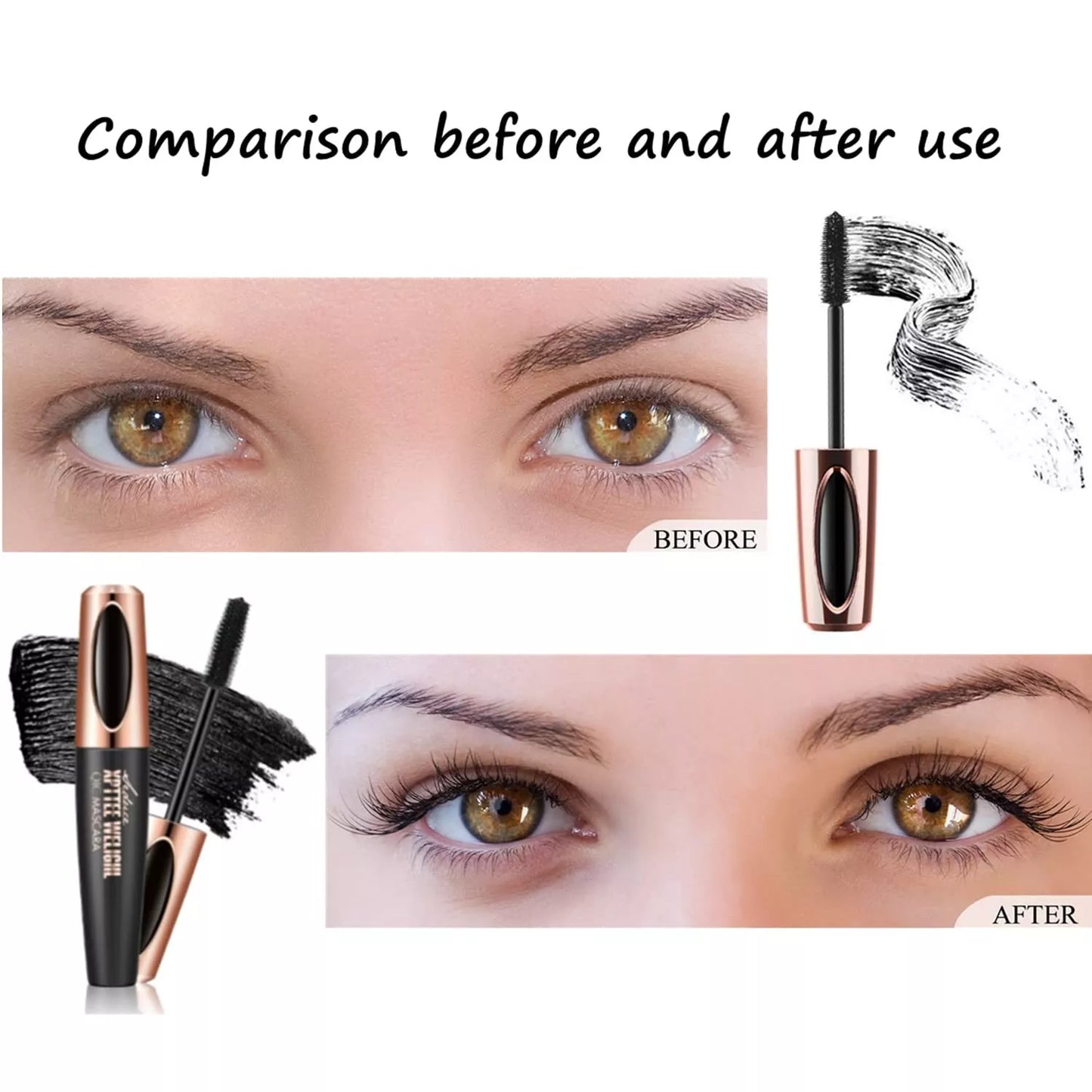 3X 4D Silk Fiber Eyelash Mascara Extension Makeup Black Waterproof Eye Lashes