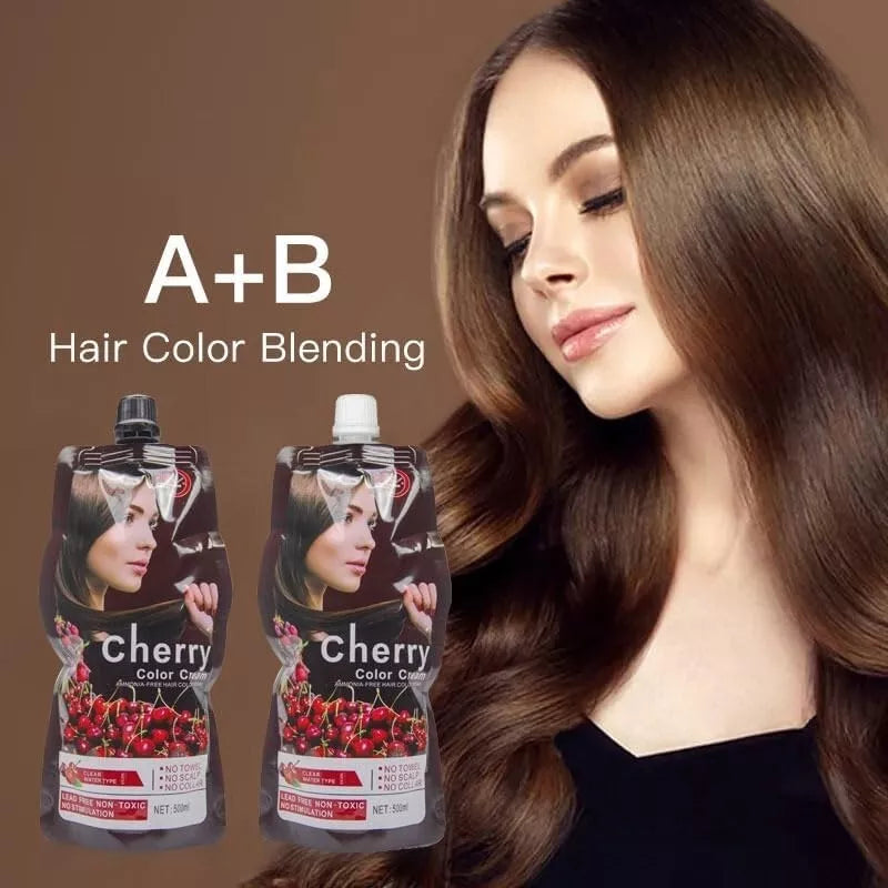 MOKERU CHERRY HAIR DYE CREAM 500ml*2/Pack Ammonia Free Instant Hair dye Cream 10