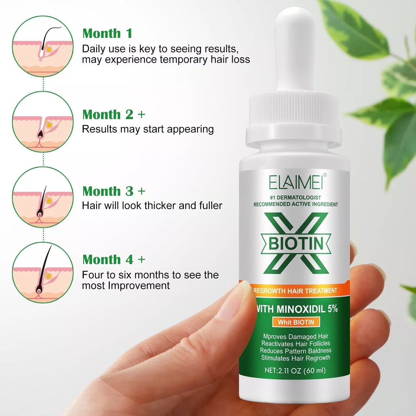 Minoxidil for Hair and Beard- Biotin Hair Growth Serum & 5% Minoxidil Serum Oil