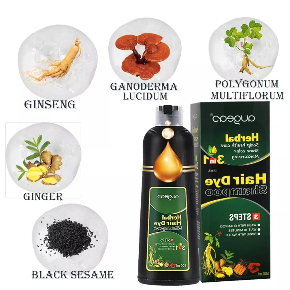 AUGEAS Black Hair Color Shampoo – 500ML Permanent Dye & Conditioner for Gray Coverage.