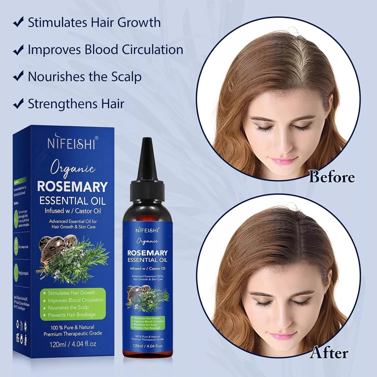 120ML LARGE Rosemary Essential Oil Organic Hair Growth Nourish Scalp Strengthen