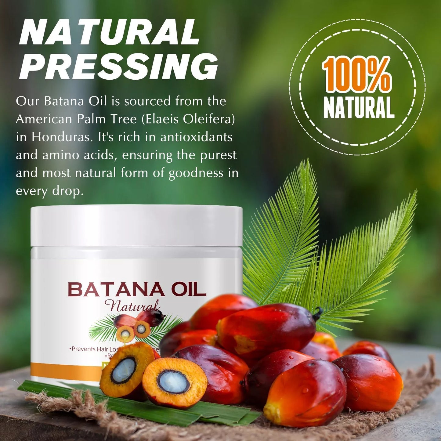 100% Natural Unrefined Batana Hair Oil for Hair Growth from Honduras