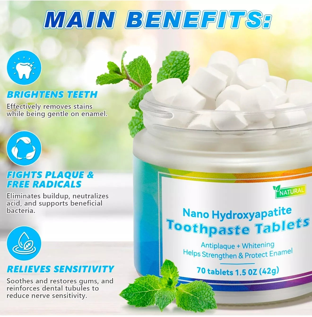 70 pcs Nano Hydroxyapatite Toothpaste tablets , oral care toothpaste For Travel