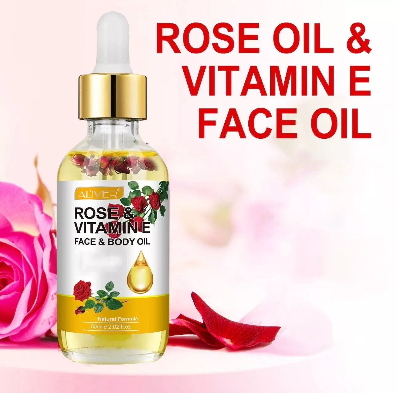 Vitamin E Oil + Rose Oil Face & Body Oil, reduces wrinkles , fine lines & scars