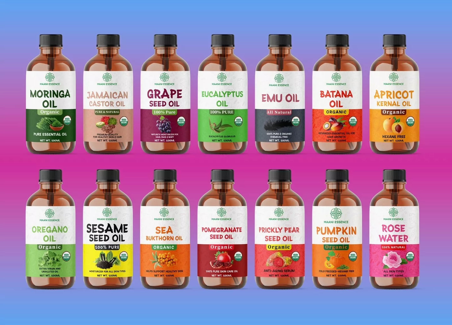 100ML LARGE ORGANIC GRAPE SEED OIL 100% PURE AND NATURAL -NON GMO - MADE IN USA