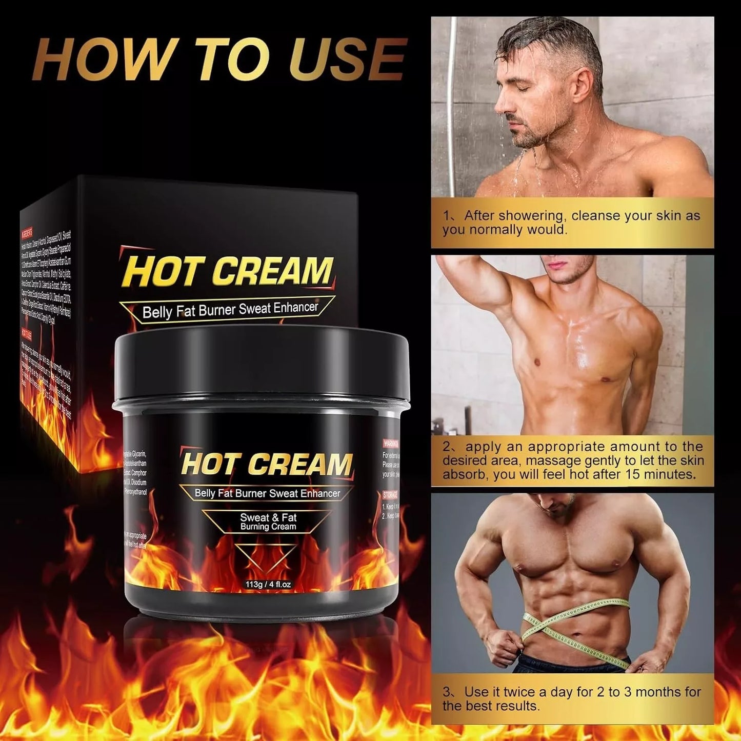 Hot Sweat Cream, Fat Burning Cream for Belly Natural Weight Loss Cream Weight