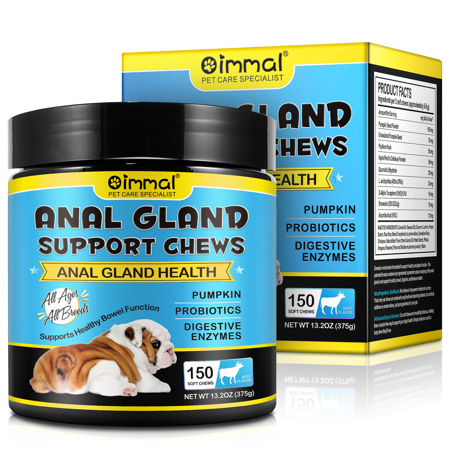 Anal Gland Soft Chew Treats, Dog Fiber Supplement for Anal Glands with Pumpkin,