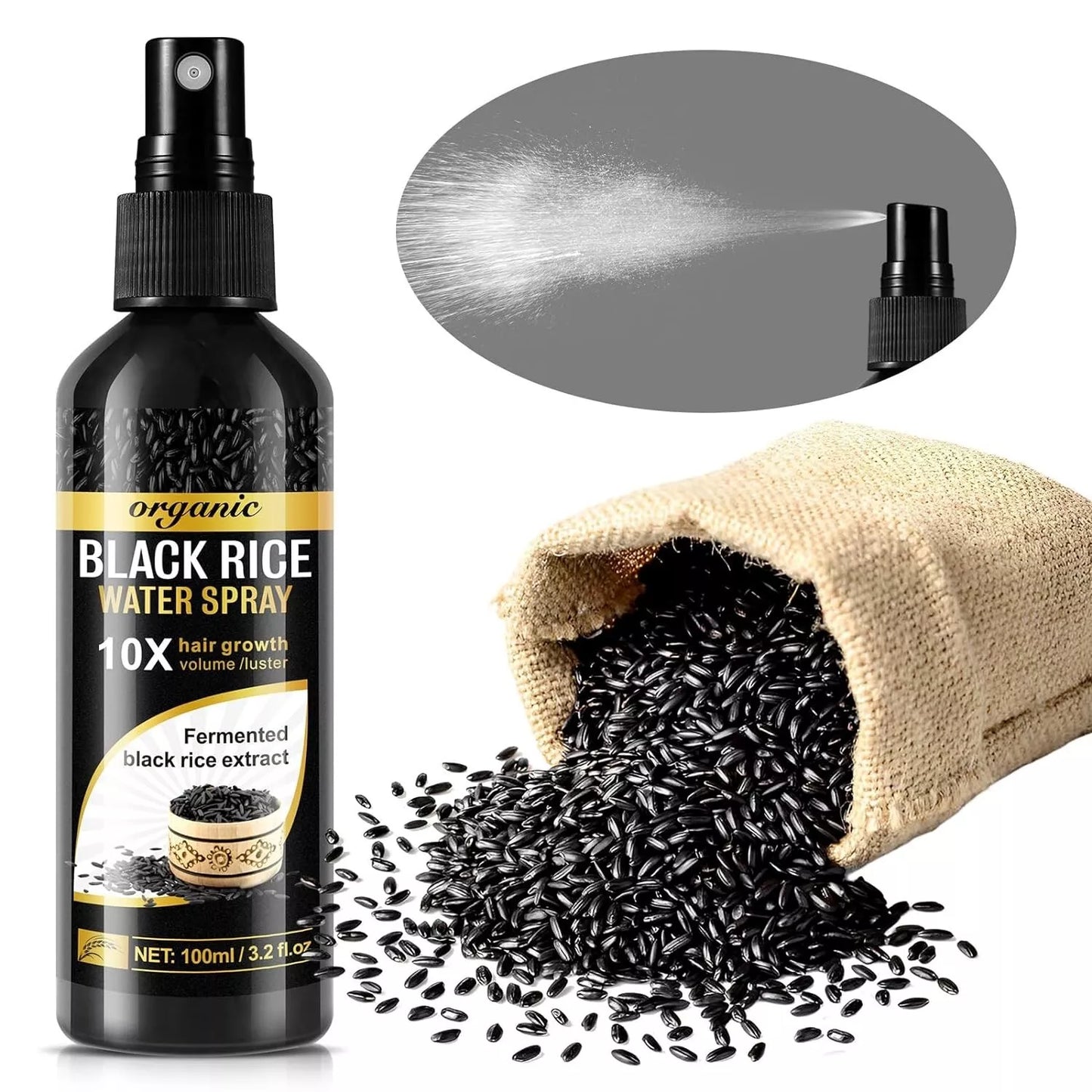 Rice Water Black Rice Water Hair Growth Spray Treatmnt Fermented + Castor Oil