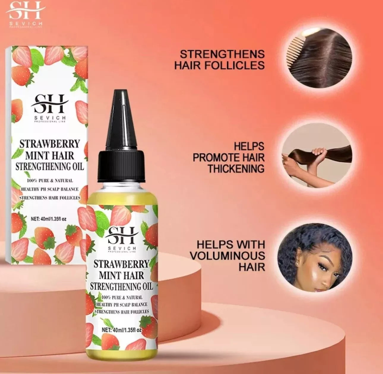 Strawberry Mint Strengthening Oil Hair PH Balancing Oil with Rosemary Batana oil