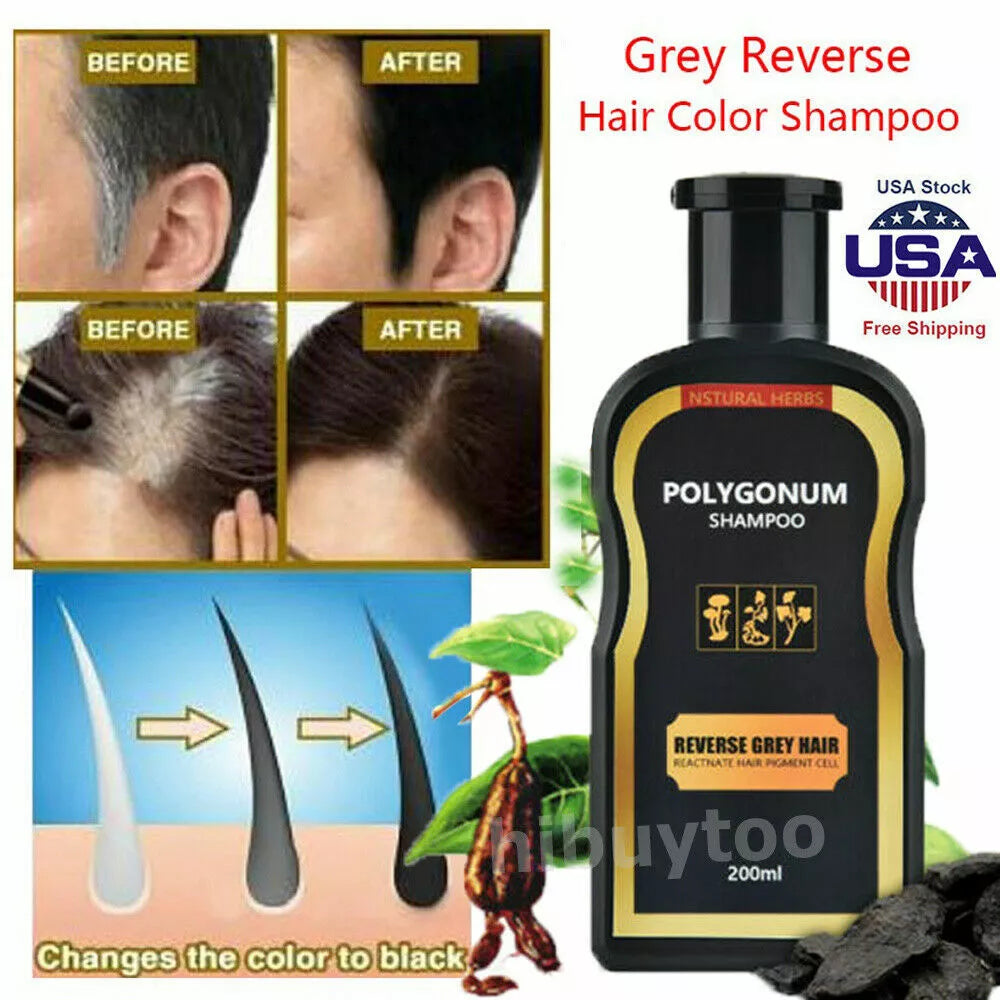 Instant Black Hair Shampoo Reverse Gray Shampoo Hair Darkening Polygonum Shampoo