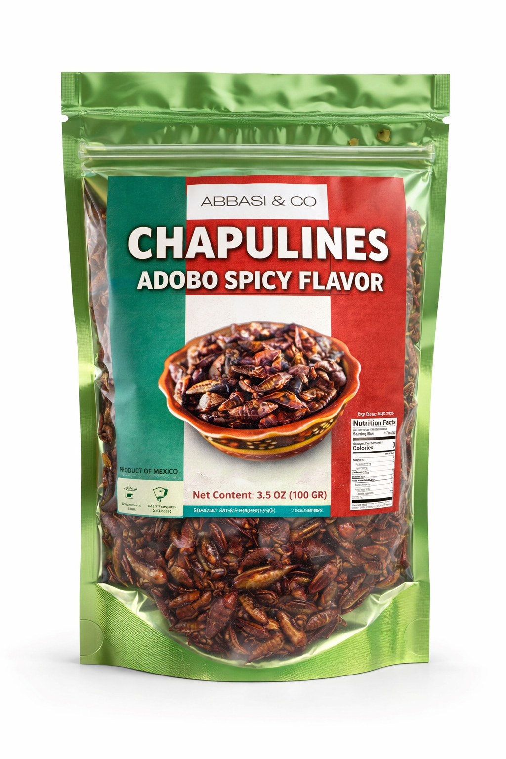 Fresh Chapulines Sabor Natural From Oaxaca 3.5oz (100gr) | All Natural Toasted Grasshoppers With Lime, Sea Salt and Garlic | Always Fresh (Not Dehydrated) Delicious, Healthy Exotic Mexican Snack. Imported From Mexico